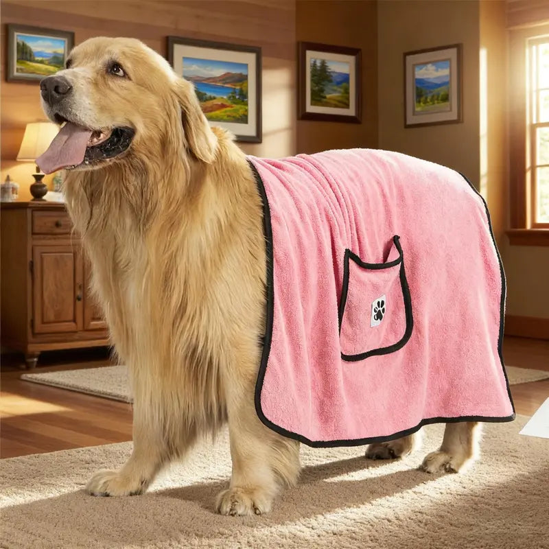 Extra Large Universal Pet Grooming Bath Towel - 51X27.55 In, Dense Plush Fibers, Ultra-Fine Soft Bristle Glide, Moisture-Trap, Instant Dry, Fade-Resistant, Fray-Resistant, Gentle on Skin, 51" Full Coverage for Puppies, Outdoor Enthusiasts