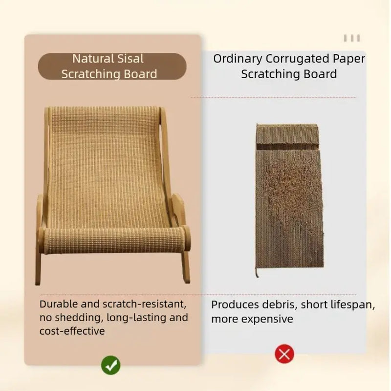 2-in-1 Natural Sisal Fiber Cat Scratcher and Lounge Chair with Hammock, Durable and Breathable All-Season Cat Bed for Claw Maintenance and Relaxation