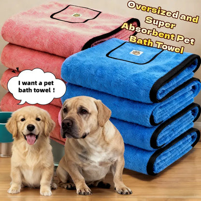Extra Large Universal Pet Grooming Bath Towel - 51X27.55 In, Dense Plush Fibers, Ultra-Fine Soft Bristle Glide, Moisture-Trap, Instant Dry, Fade-Resistant, Fray-Resistant, Gentle on Skin, 51" Full Coverage for Puppies, Outdoor Enthusiasts