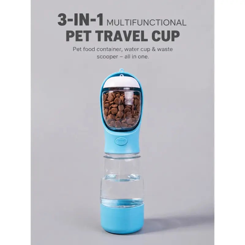 Portable Dog Water Bottle with Integrated Animal Water Bowl - Multifunctional On-The-Go Pet Hydration, Feeding Accessory for Dogs