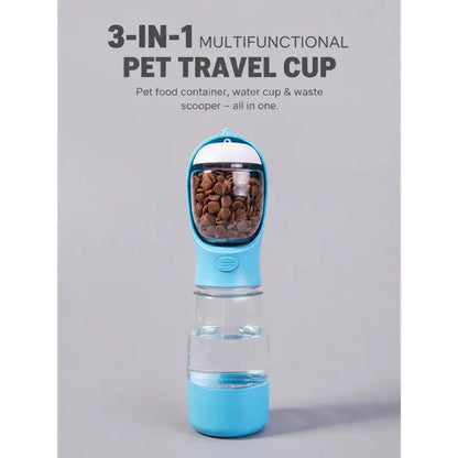 Portable Dog Water Bottle with Integrated Animal Water Bowl - Multifunctional On-The-Go Pet Hydration, Feeding Accessory for Dogs
