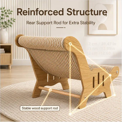 2-in-1 Natural Sisal Fiber Cat Scratcher and Lounge Chair with Hammock, Durable and Breathable All-Season Cat Bed for Claw Maintenance and Relaxation