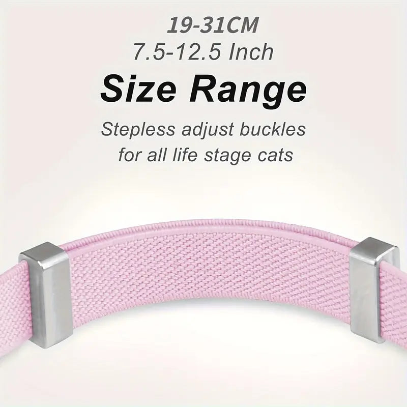 Smart Airtag Pet Collar for Kittens & Small Dogs - Adjustable Collars, 2-In-1 QR ID Tag, Elastic Strap Safety Gear, Reflective, Waterproof, Secure Hold, Customized Quick-Release Buckle, Indoor Use, Holiday Gift