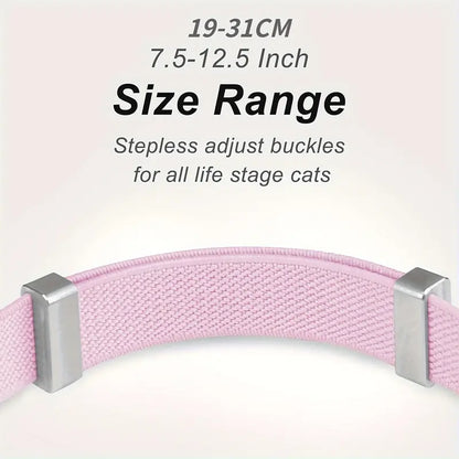 Smart Airtag Pet Collar for Kittens & Small Dogs - Adjustable Collars, 2-In-1 QR ID Tag, Elastic Strap Safety Gear, Reflective, Waterproof, Secure Hold, Customized Quick-Release Buckle, Indoor Use, Holiday Gift