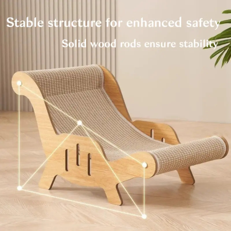2-in-1 Natural Sisal Fiber Cat Scratcher and Lounge Chair with Hammock, Durable and Breathable All-Season Cat Bed for Claw Maintenance and Relaxation
