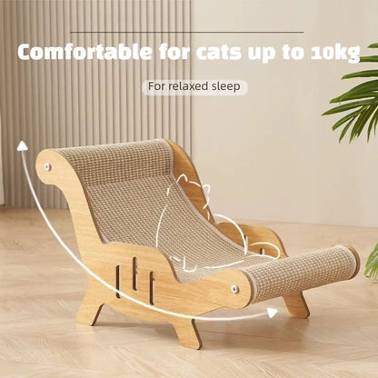 2-in-1 Natural Sisal Fiber Cat Scratcher and Lounge Chair with Hammock, Durable and Breathable All-Season Cat Bed for Claw Maintenance and Relaxation