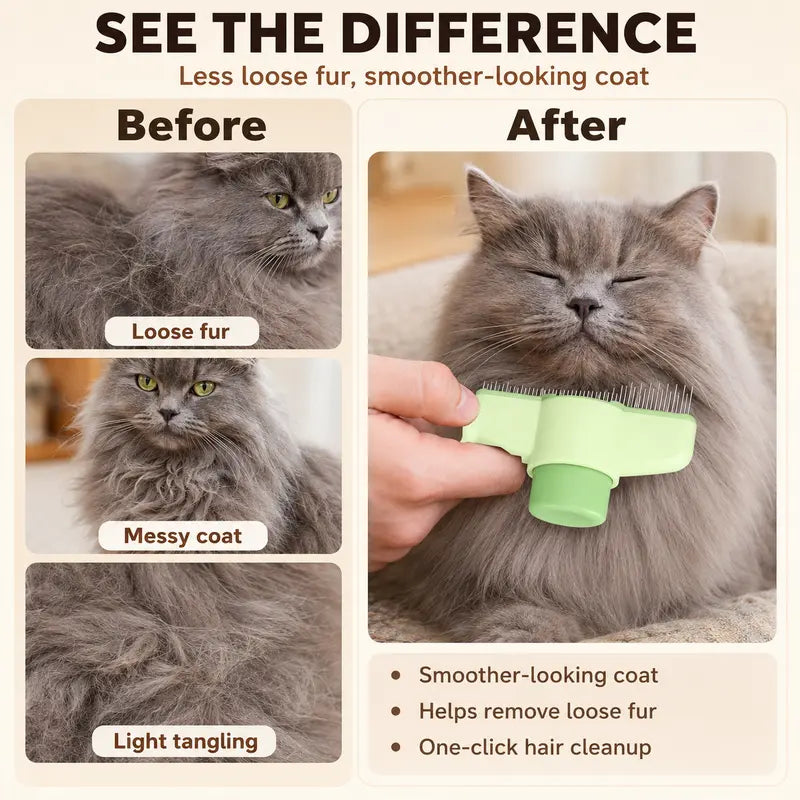 2 PCS Universal Fit Pet Flea Comb - Double-Sided Stainless Steel Teeth (Long & Short) for Cats Dogs, Flea Control, Shedding Hair Removal, Dematting, Self-Clean Grooming Tool