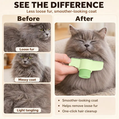 2 PCS Universal Fit Pet Flea Comb - Double-Sided Stainless Steel Teeth (Long & Short) for Cats Dogs, Flea Control, Shedding Hair Removal, Dematting, Self-Clean Grooming Tool