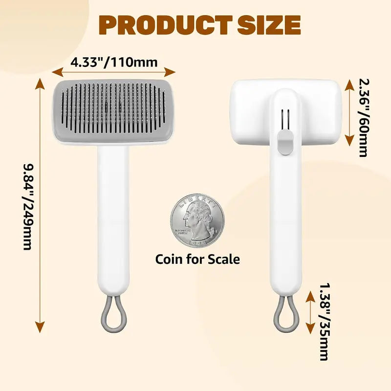 Self-Cleaning Deshedding Slicker Comb for Dogs and Cats - One-Click Release Grooming Brush for Effective Shedding Control and Easy Maintenance