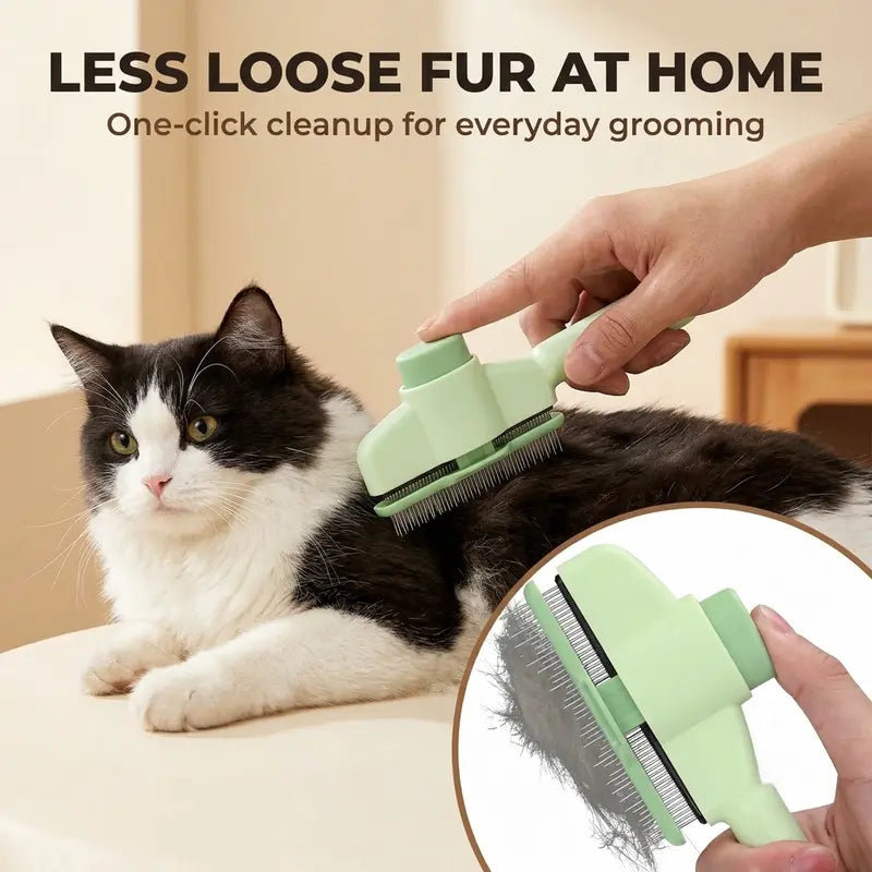 2 PCS Universal Fit Pet Flea Comb - Double-Sided Stainless Steel Teeth (Long & Short) for Cats Dogs, Flea Control, Shedding Hair Removal, Dematting, Self-Clean Grooming Tool