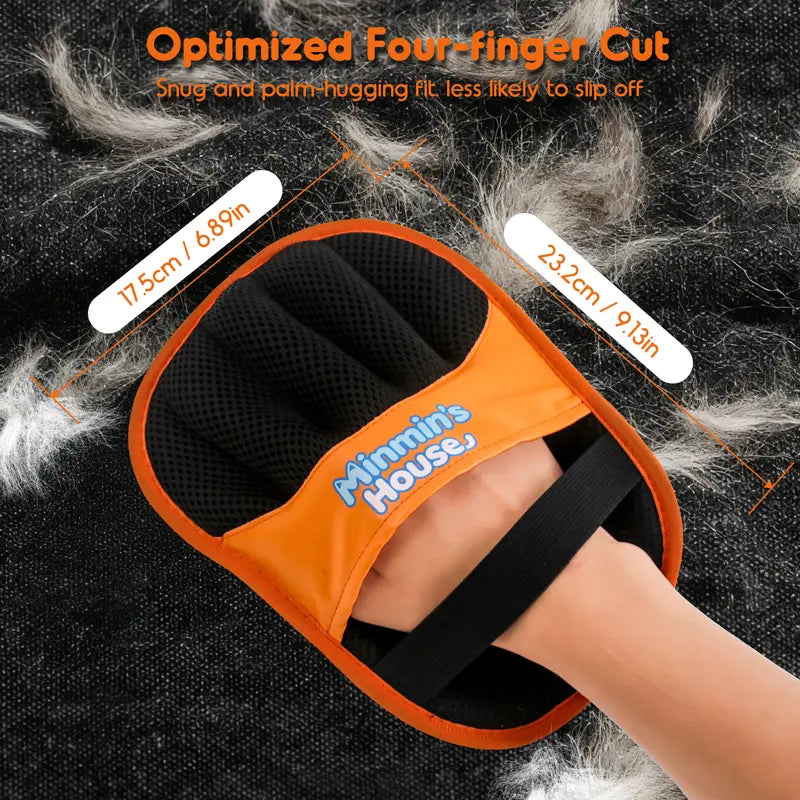 Minmin'S House Pet Hair Removal Glove Deshedding Tool for Cats & Dogs, Upgraded 5-Finger Electrostatic Glove, Reusable Brush for Couch, Carpet