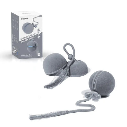 Cheerble 2 in 1 Interactive Cat Toys for Indoor Cats - Wicked Ball Duo2 Automatic Cat Toy, Dual Interchangeable Shells, Electric Cat Toy Ball with Chirping Sounds, Rechargeable Moving Kitten Toys