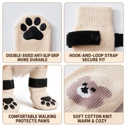 Dog Paw Protectors - 4-Piece Silicone Set with Anti-Slip Grip for Enhanced Outdoor Safety of Dogs and Puppies