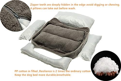 Rectangle Dog Bed - Washable and Warm with Anti-Slip Bottom for Small to Large Dogs (Medium, Grey)