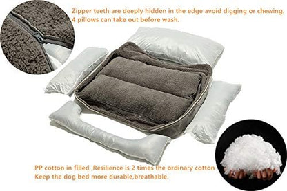 Rectangle Dog Bed - Washable and Warm with Anti-Slip Bottom for Small to Large Dogs (Medium, Grey)