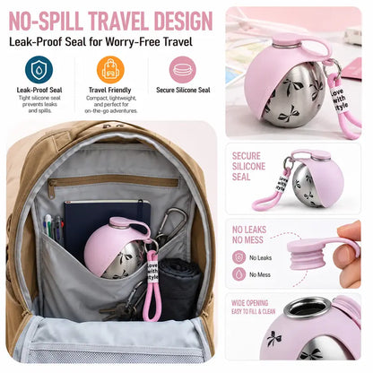 Eorthex Stainless Steel 3-In-1 Portable Pet Water Bottle - 10 Oz Foldable Bowl Mode, Leak-Proof Water Ball for Small Dog Walking, Pet Feeding Supplies