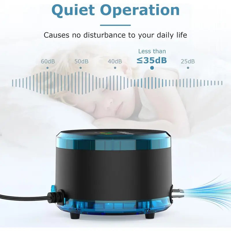 Hygger Aquarium Air Pump for Aquarium Fish - Dual Outlet, Quiet Powerful 4W/8W Plastic Body Fish Tank Aerator, Adjustable Oxygen Pump with Air Stone for Large Tanks up to 200 Gal