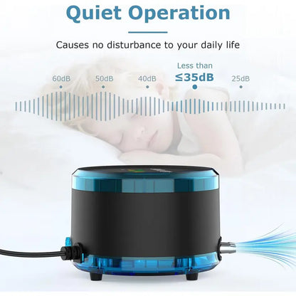 Hygger Aquarium Air Pump for Aquarium Fish - Dual Outlet, Quiet Powerful 4W/8W Plastic Body Fish Tank Aerator, Adjustable Oxygen Pump with Air Stone for Large Tanks up to 200 Gal