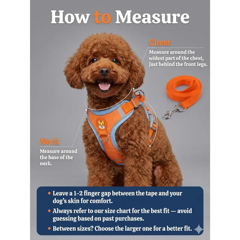2 Pack Adjustable Pet Harness & Leash Set, Soft Suede Vest, Durable & Reflective, No-Tangle Leash for Easy Walking, Ideal for Daily Walks & Night Outdoor Use