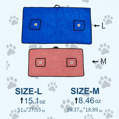 Extra Large Universal Pet Grooming Bath Towel - 51X27.55 In, Dense Plush Fibers, Ultra-Fine Soft Bristle Glide, Moisture-Trap, Instant Dry, Fade-Resistant, Fray-Resistant, Gentle on Skin, 51" Full Coverage for Puppies, Outdoor Enthusiasts