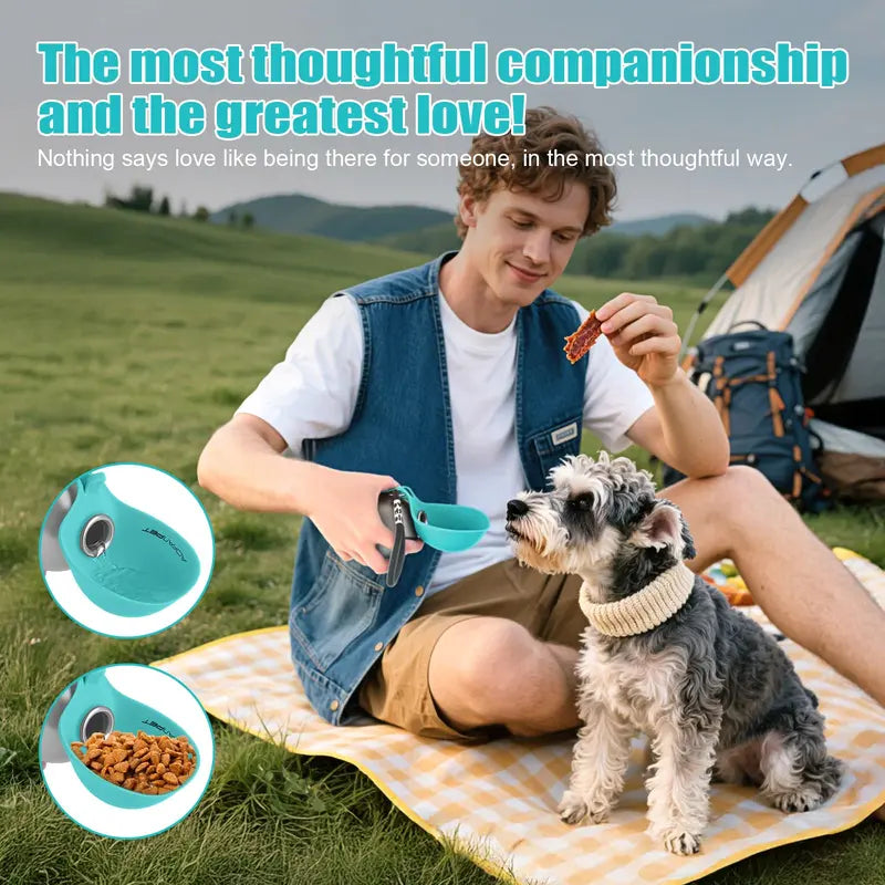 Lumikata 2-in-1 Portable Dog Water Bottle - 10 oz Stainless Steel with Silicone Foldable Bowl, Leak-Proof Design for Small Dogs, Ideal for Walking and Feeding Supplies