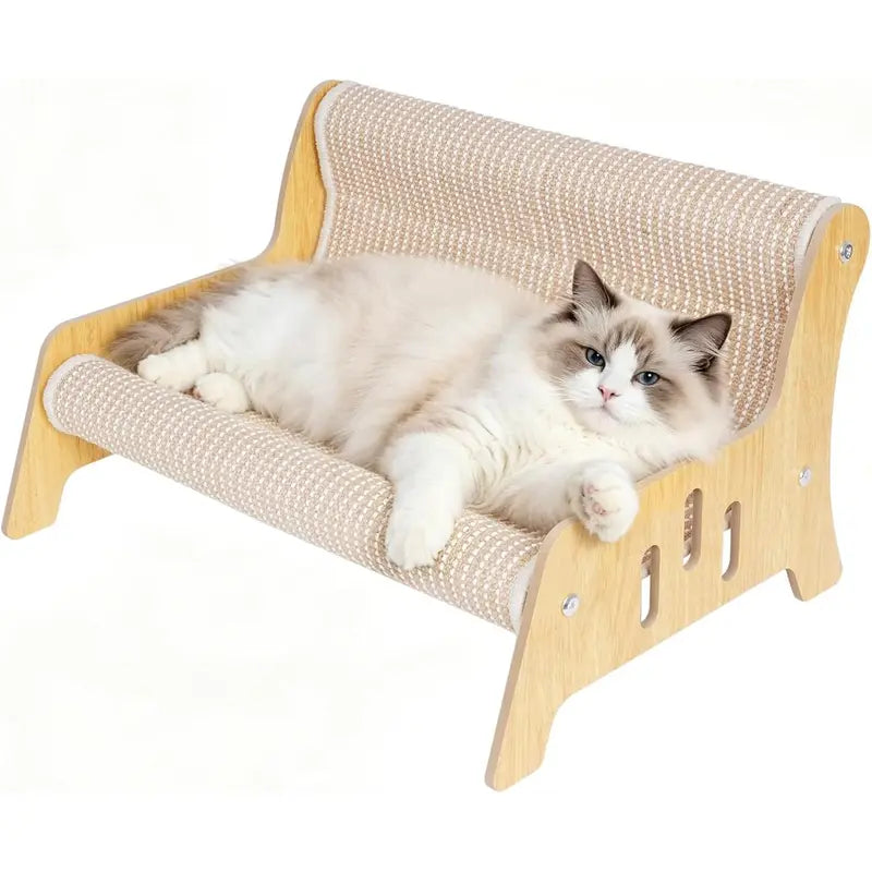 Large Sisal Cat Scratcher Couch Bed for Indoor Cats - No-Shed Mess-Free Multi-Functional Lounge, Easy-Assembly Furniture Protector