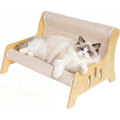 Large Sisal Cat Scratcher Couch Bed for Indoor Cats - No-Shed Mess-Free Multi-Functional Lounge, Easy-Assembly Furniture Protector