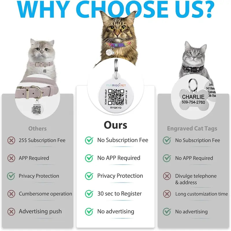 Smart Airtag Pet Collar for Kittens & Small Dogs - Adjustable Collars, 2-In-1 QR ID Tag, Elastic Strap Safety Gear, Reflective, Waterproof, Secure Hold, Customized Quick-Release Buckle, Indoor Use, Holiday Gift