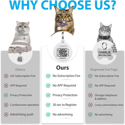 Smart Airtag Pet Collar for Kittens & Small Dogs - Adjustable Collars, 2-In-1 QR ID Tag, Elastic Strap Safety Gear, Reflective, Waterproof, Secure Hold, Customized Quick-Release Buckle, Indoor Use, Holiday Gift