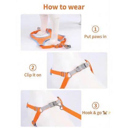 2 Pack Adjustable Pet Harness & Leash Set, Soft Suede Vest, Durable & Reflective, No-Tangle Leash for Easy Walking, Ideal for Daily Walks & Night Outdoor Use