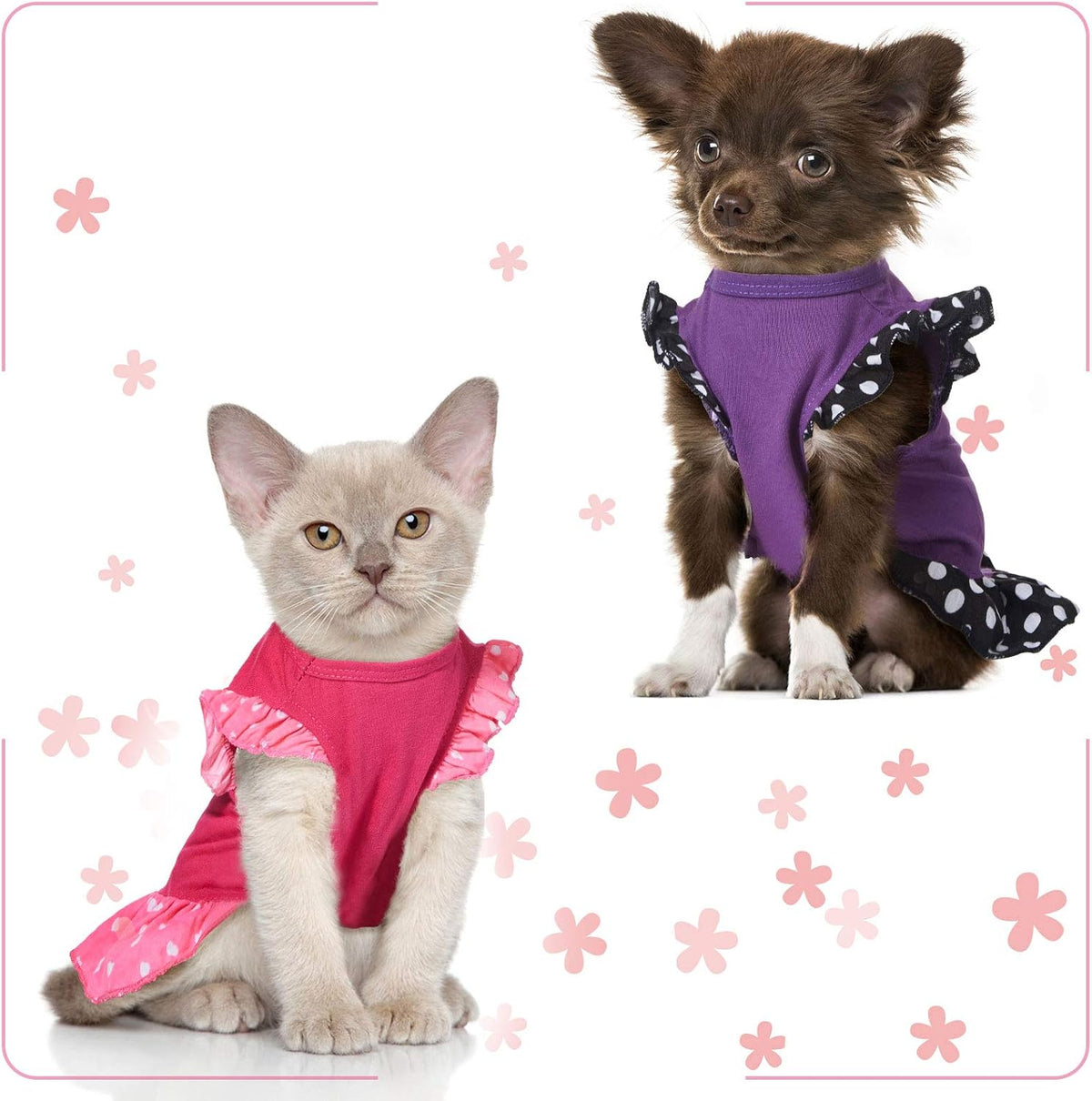 Love and Me 2-Piece Dog Dress Set for XS/S/M/L Sizes, Medium