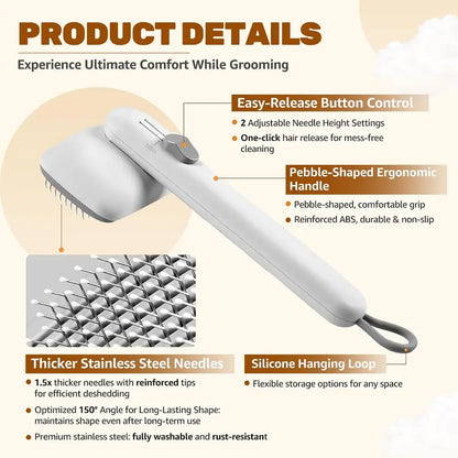Self-Cleaning Deshedding Slicker Comb for Dogs and Cats - One-Click Release Grooming Brush for Effective Shedding Control and Easy Maintenance