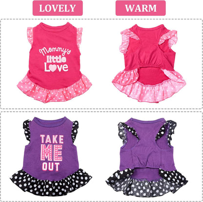 Love and Me 2-Piece Dog Dress Set for XS/S/M/L Sizes, Medium