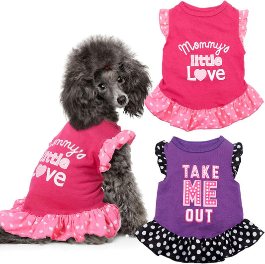 Love and Me 2-Piece Dog Dress Set for XS/S/M/L Sizes, Medium