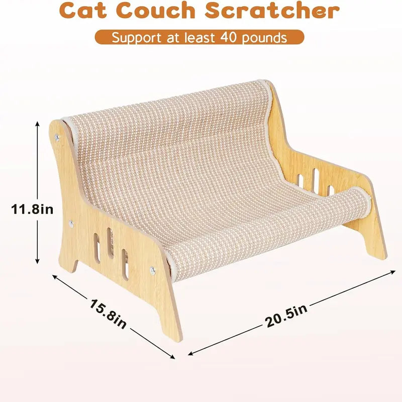 Large Sisal Cat Scratcher Couch Bed for Indoor Cats - No-Shed Mess-Free Multi-Functional Lounge, Easy-Assembly Furniture Protector