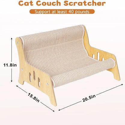 Large Sisal Cat Scratcher Couch Bed for Indoor Cats - No-Shed Mess-Free Multi-Functional Lounge, Easy-Assembly Furniture Protector