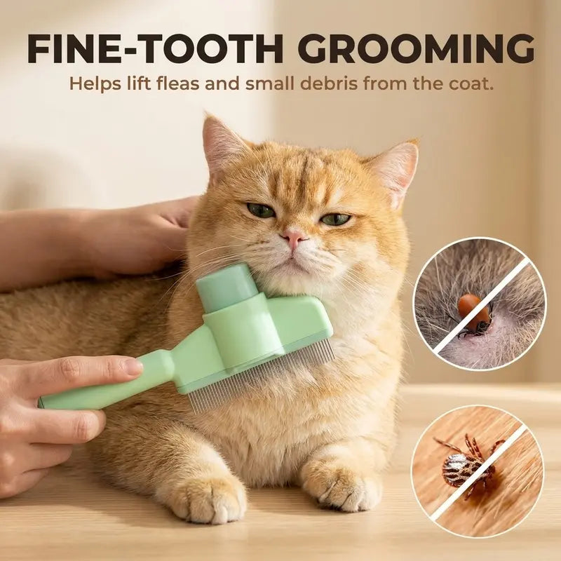 2 PCS Universal Fit Pet Flea Comb - Double-Sided Stainless Steel Teeth (Long & Short) for Cats Dogs, Flea Control, Shedding Hair Removal, Dematting, Self-Clean Grooming Tool