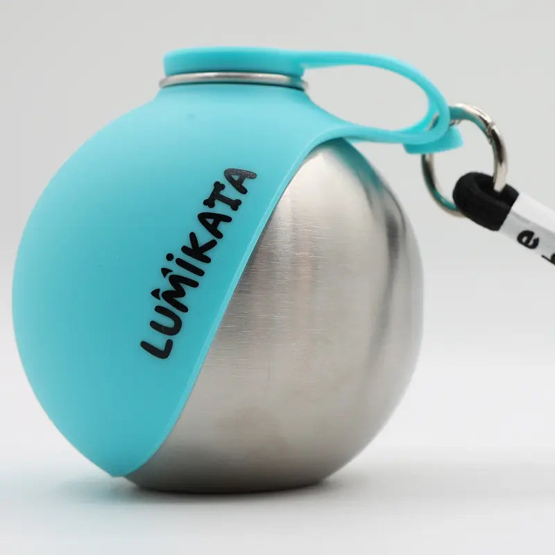 Lumikata 2-in-1 Portable Dog Water Bottle - 10 oz Stainless Steel with Silicone Foldable Bowl, Leak-Proof Design for Small Dogs, Ideal for Walking and Feeding Supplies