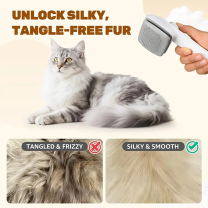 Self-Cleaning Deshedding Slicker Comb for Dogs and Cats - One-Click Release Grooming Brush for Effective Shedding Control and Easy Maintenance