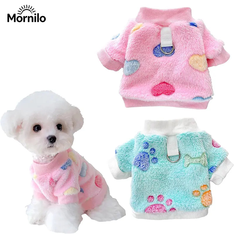 Unisex Festive Soft Flannel Christmas Dog Coat - Snug Fit Winter Jacket for Small Dogs, Cats, Pet Clothing for Teddy, Pomeranian, Bichon, Leisure Holiday Outfit (Multi-Size)