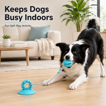Durable Interactive Dog Chew Toy with Suction Cup, Treat Dispensing Tug and Puzzle Feeder for Puppies and Small to Medium Dogs, Ideal for Indoor Training and Self-Play Enrichment
