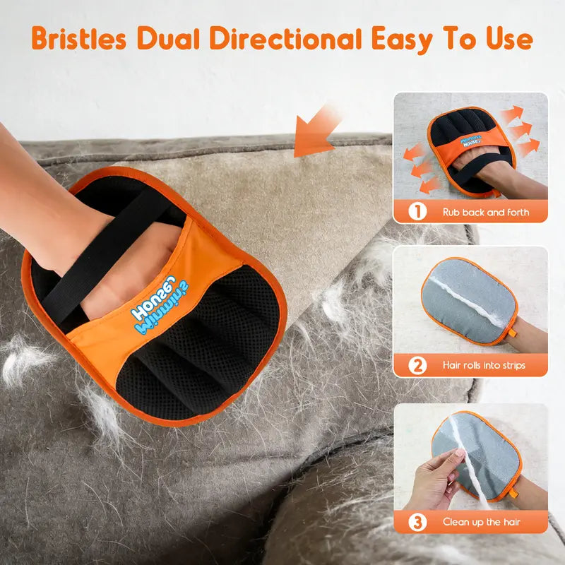 Minmin'S House Pet Hair Removal Glove Deshedding Tool for Cats & Dogs, Upgraded 5-Finger Electrostatic Glove, Reusable Brush for Couch, Carpet