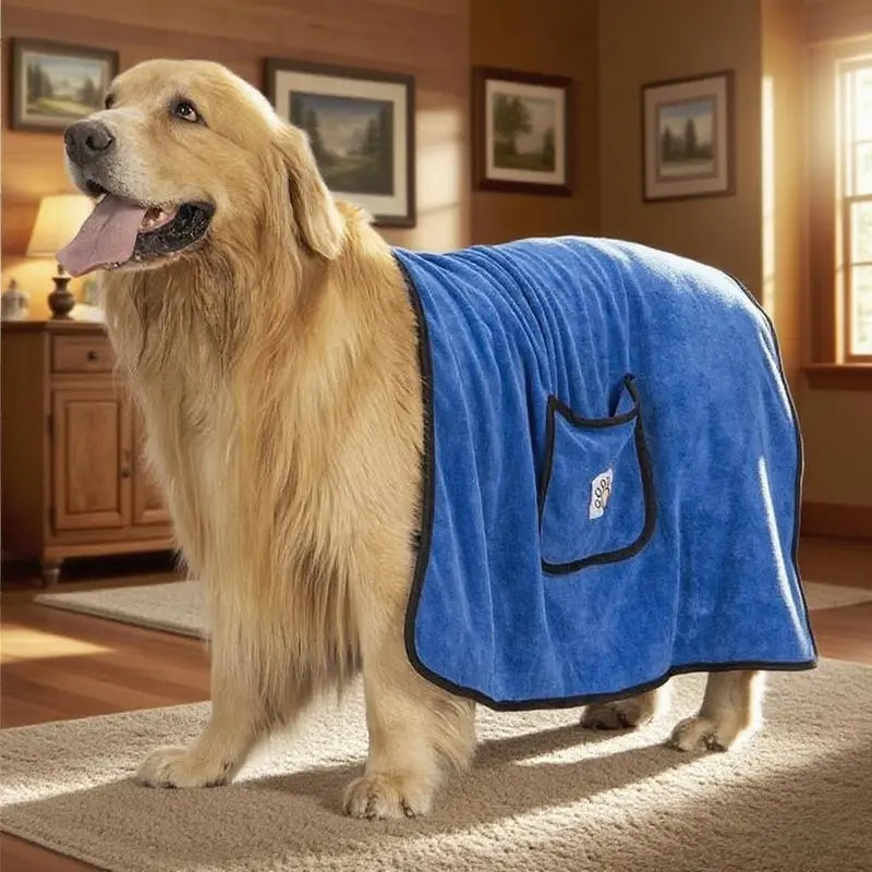 Extra Large Universal Pet Grooming Bath Towel - 51X27.55 In, Dense Plush Fibers, Ultra-Fine Soft Bristle Glide, Moisture-Trap, Instant Dry, Fade-Resistant, Fray-Resistant, Gentle on Skin, 51" Full Coverage for Puppies, Outdoor Enthusiasts
