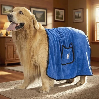 Extra Large Universal Pet Grooming Bath Towel - 51X27.55 In, Dense Plush Fibers, Ultra-Fine Soft Bristle Glide, Moisture-Trap, Instant Dry, Fade-Resistant, Fray-Resistant, Gentle on Skin, 51" Full Coverage for Puppies, Outdoor Enthusiasts