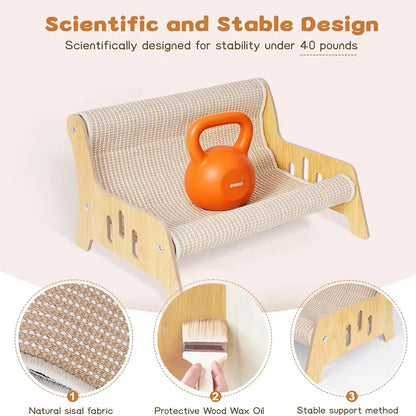 Large Sisal Cat Scratcher Couch Bed for Indoor Cats - No-Shed Mess-Free Multi-Functional Lounge, Easy-Assembly Furniture Protector