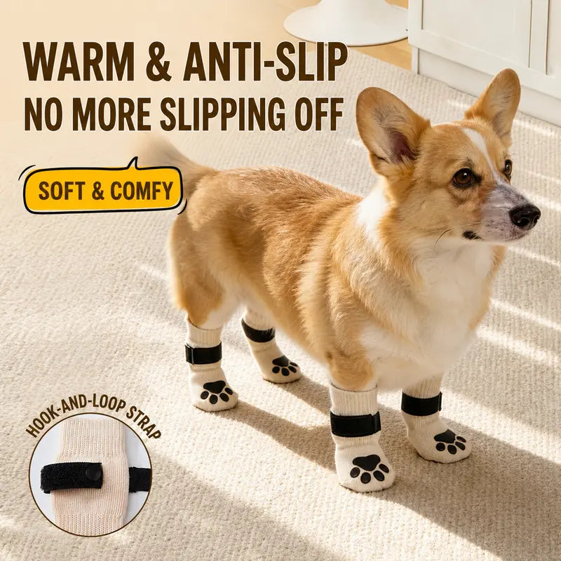 Dog Paw Protectors - 4-Piece Silicone Set with Anti-Slip Grip for Enhanced Outdoor Safety of Dogs and Puppies