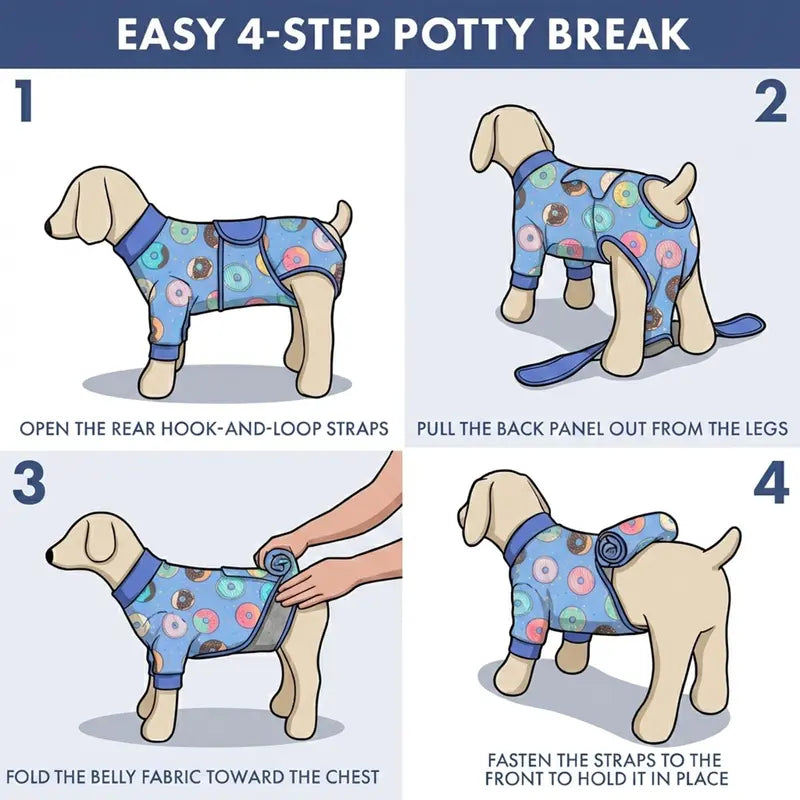 Spark Paws Dog Surgery Recovery Suit – Dog Recovery Suit after Surgery, Anti-Lick Dog Onesie, Abdominal Wound Protector, Soft Cone Alternative for Spay Neuter Male Female Pet Recovery - Donuts - S