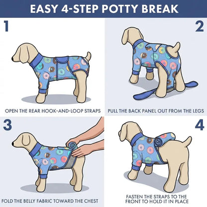 Spark Paws Dog Surgery Recovery Suit – Dog Recovery Suit after Surgery, Anti-Lick Dog Onesie, Abdominal Wound Protector, Soft Cone Alternative for Spay Neuter Male Female Pet Recovery - Donuts - S