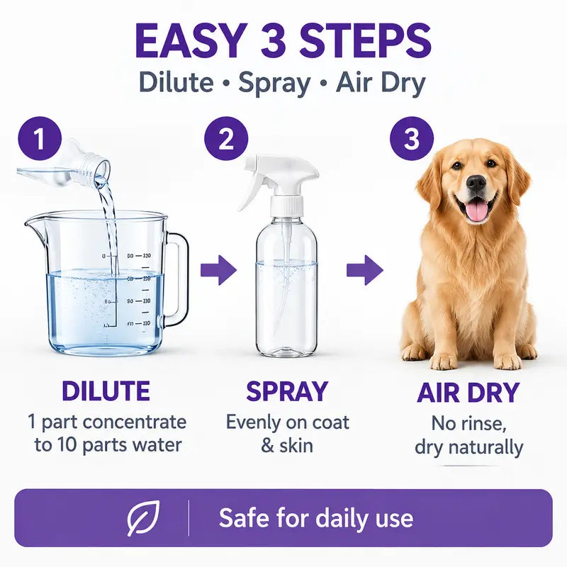 Stop Bathing Your Pet so Often – Waterless Concentrated Dog Grooming Spray with Silk Protein & Keratin, No-Rinse Coat Conditioner That Refreshes Fur, Softens Coat and Helps Eliminate Odors, Makes 67.6 Fl Oz