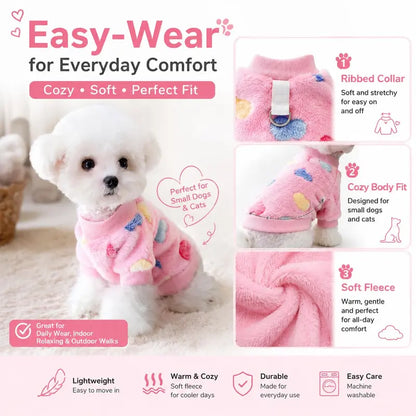 Unisex Festive Soft Flannel Christmas Dog Coat - Snug Fit Winter Jacket for Small Dogs, Cats, Pet Clothing for Teddy, Pomeranian, Bichon, Leisure Holiday Outfit (Multi-Size)